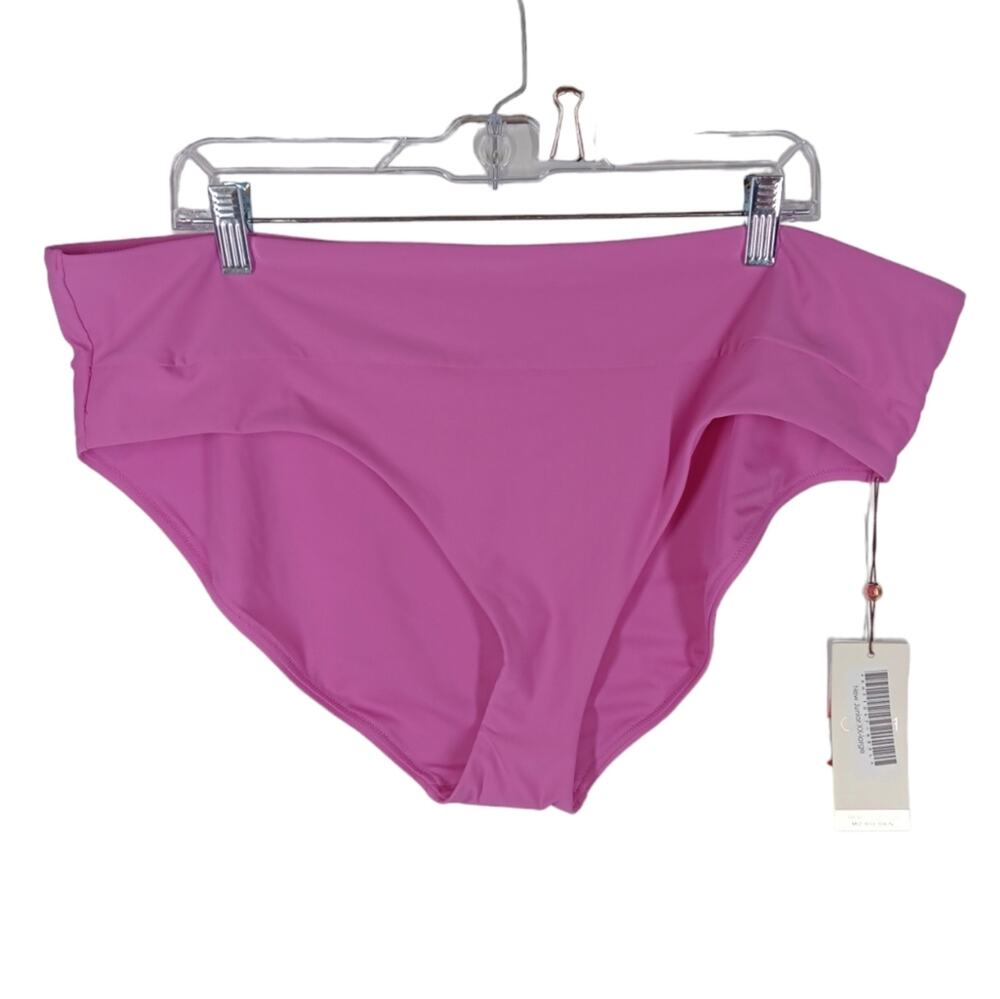 NWT Calia Mid Rise Wide Band Bikini Bottom Geramium Purple size XXL
